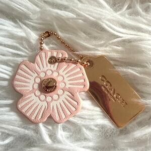 1" COACH Gold Tea Rose Flower Floral Bag Charm Hang Tag